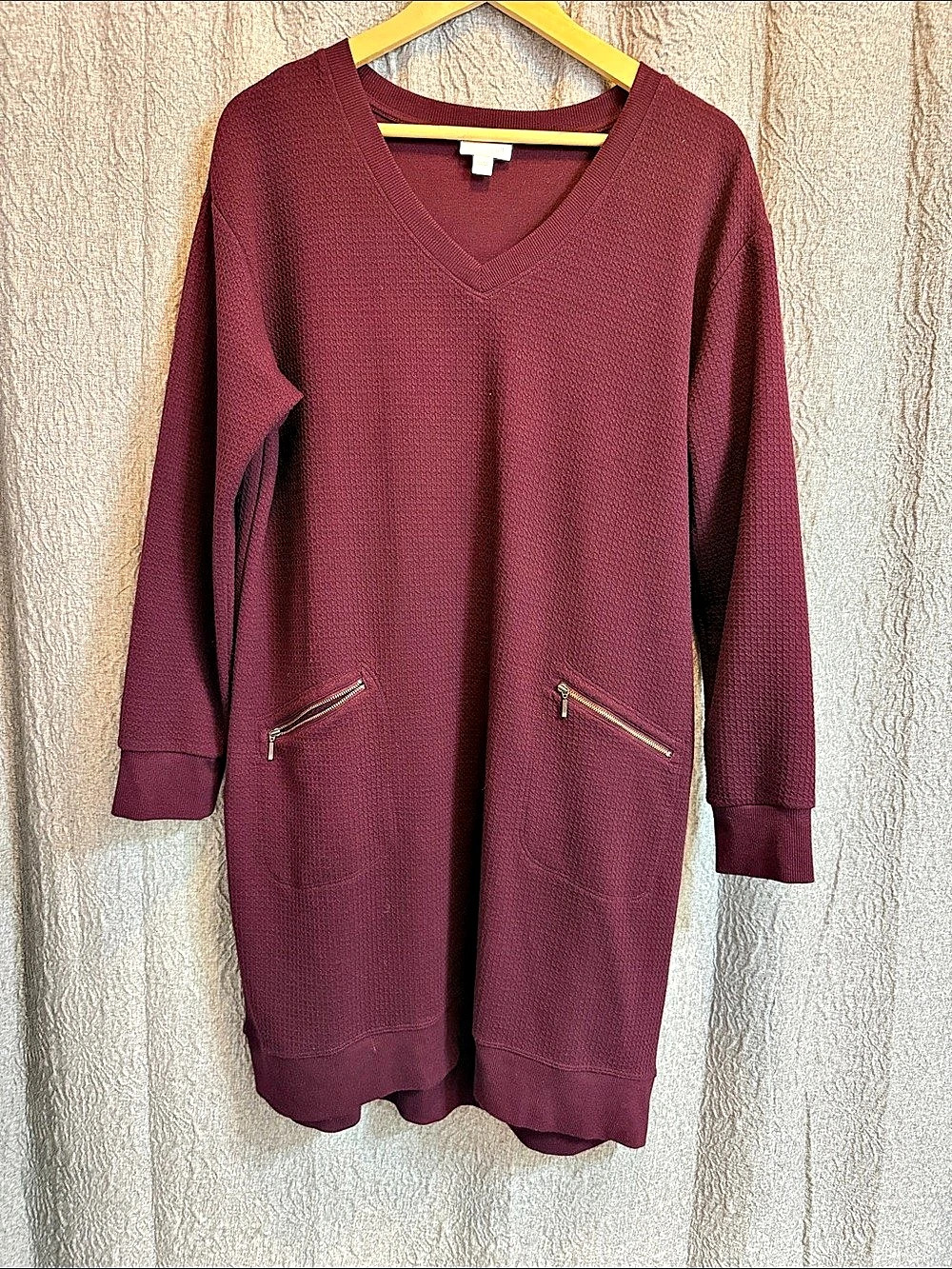 J.Jill Burgundy Long Sleeve Dress Size Large